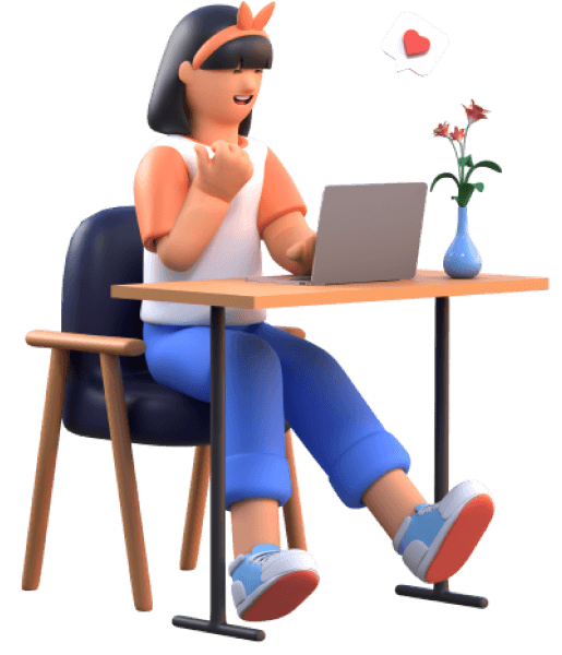 girl sitting on chair and using laptop